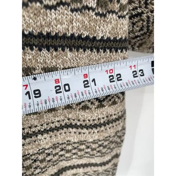 Bill Blass Sweater Men Large Beige Tan Fair Isle Pullover Crewneck Cotton Blend - Picture 8 of 13